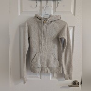 TNA Aritzia Cozy Fleece Perfect Zip Hoodie Heather Oatmeal XXS Sweatshirt Womens